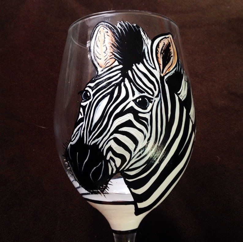 Zebra Striped Zoo Safari Wine Glass image 2