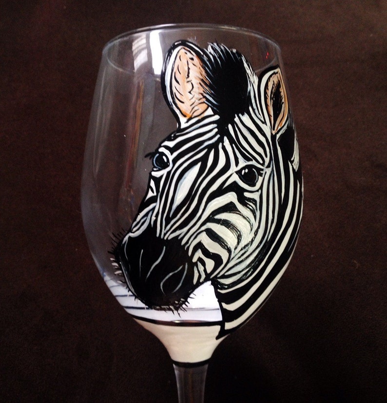 Zebra Striped Zoo Safari Wine Glass image 3