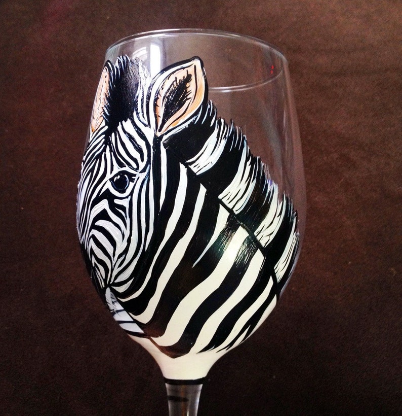 Zebra Striped Zoo Safari Wine Glass image 4