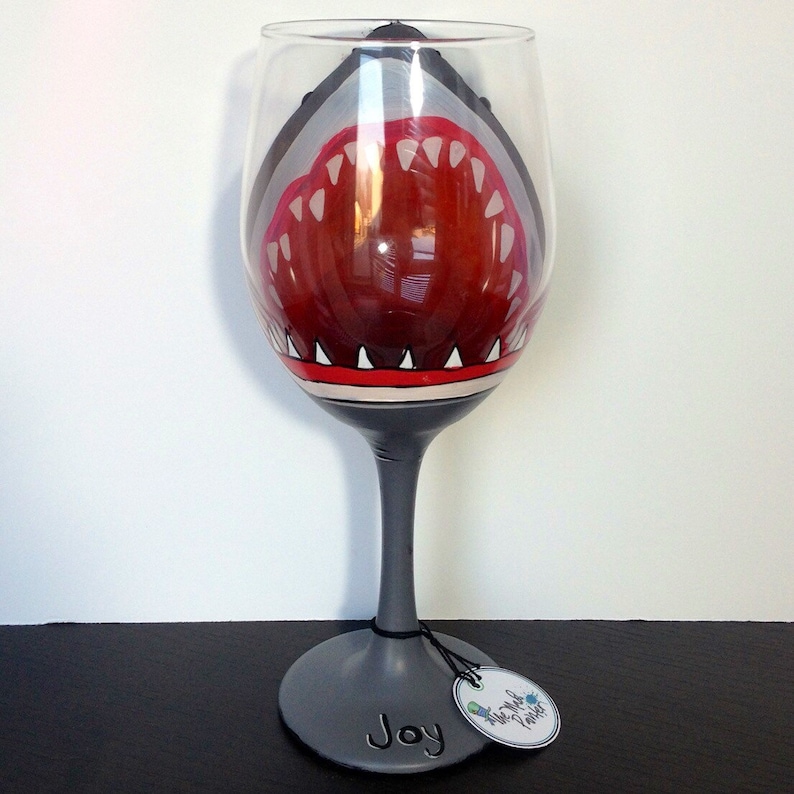 Shark Wine Glass Shark Week Jaws marine Biologist Gift Etsy