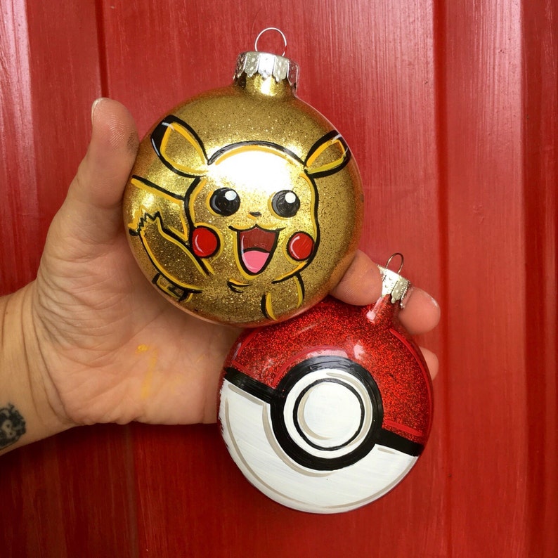 Pikachu Ornament PokeBall Ornament Pokemon Ornament Pokemon Gift Pokeball Pikachu Pokemon Personalized Ornament image 1