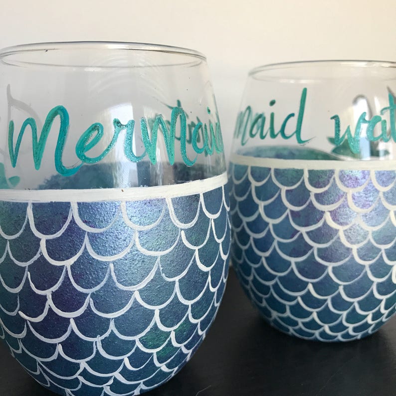 Mermaid Water Wine Glass Mermaid Wine Glass Mermaid Glass Etsy