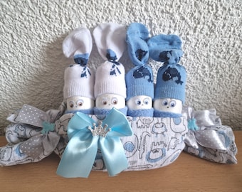 Diaper cake diaper gnome blue baby things cloth diaper gift baptism birth boy