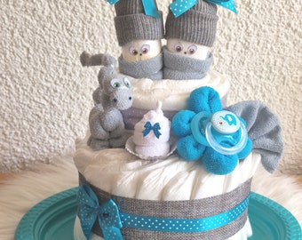 Diaper cake girl boy cupcakes diaper gnomes diaper dwarves turquoise neutral