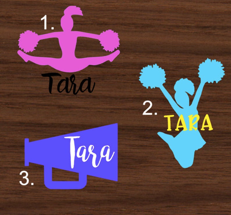 Cheerleader With Name Decal Megaphone Yeti Decal Cheer Etsy