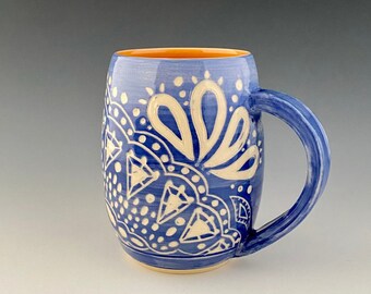 Ready to Ship Ceramic  Sgraffito Mug/Stein/Cup Wheel-thrown by NorthWind Pottery