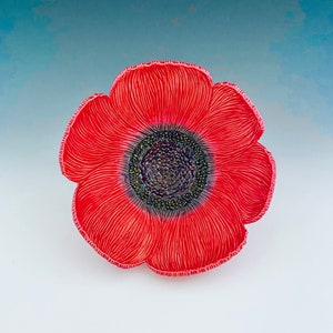 Handmade Carved Poppy Wall Flower by NorthWind Pottery image 1