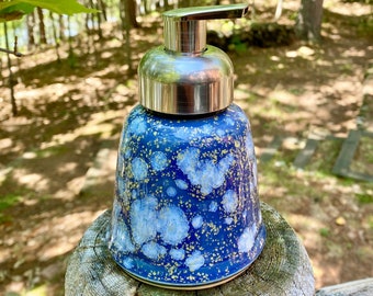 Ready to Ship Handmade Carved Ceramic Foaming Soap Dispenser by NorthWind Pottery