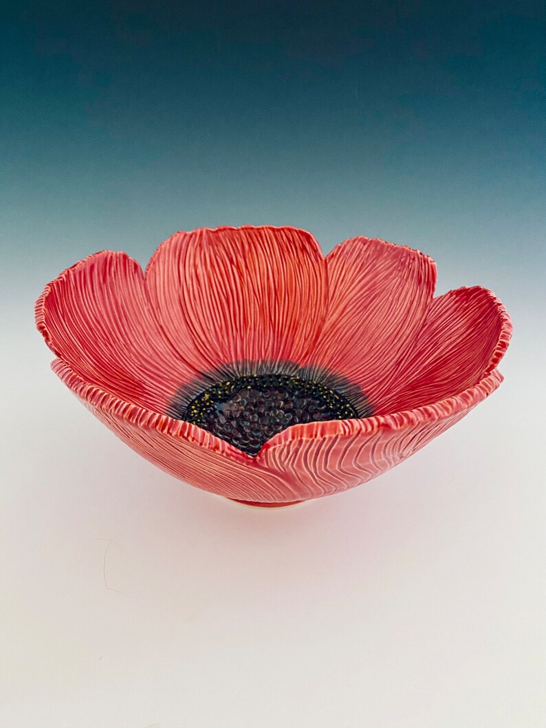 Handmade Carved Poppy Wall Flower by NorthWind Pottery image 3