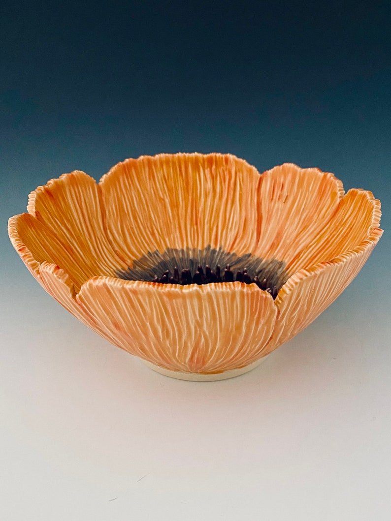 Handmade Carved Poppy Wall Flower by NorthWind Pottery image 6