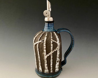 Handmade Pottery Ceramic Olive Oil Decanter, Oil Bottle, Oil Cruet, Oil Dispenser Wheel-thrown by NorthWind Pottery