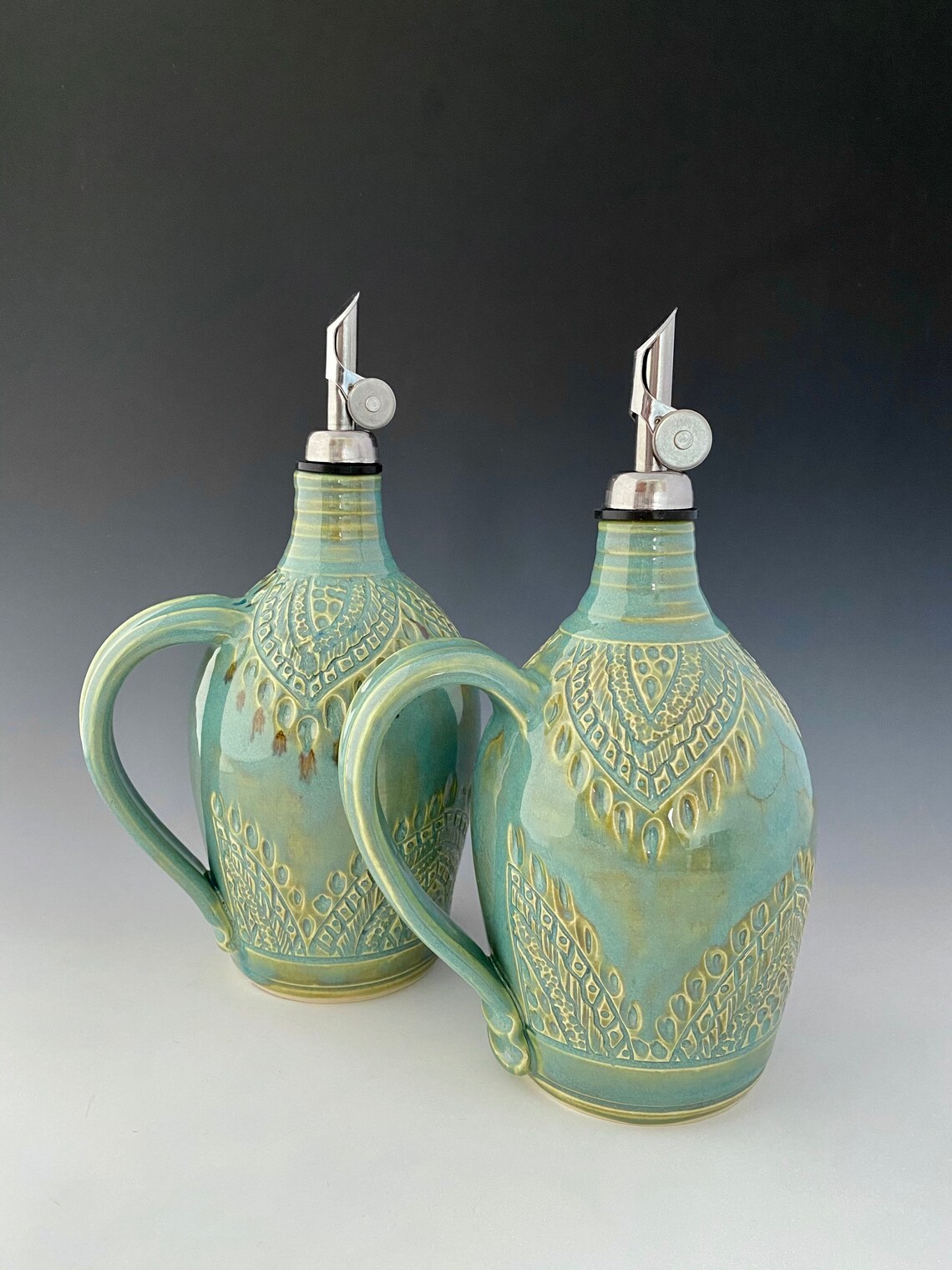 Handmade Pottery Ceramic Olive Oil Decanter Oil Bottle Oil Etsy