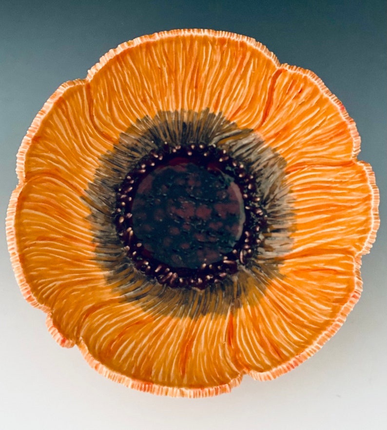 Handmade Carved Poppy Wall Flower by NorthWind Pottery image 8