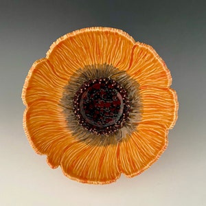 Handmade Carved Poppy Wall Flower by NorthWind Pottery image 9