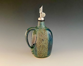 Handmade Pottery Ceramic Olive Oil Decanter, Oil Bottle, Oil Cruet, Oil Dispenser Wheel-thrown by NorthWind Pottery