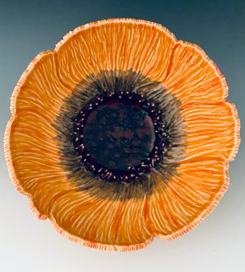 Handmade Carved Poppy Wall Flower by NorthWind Pottery image 3