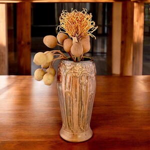 Hand Carved Art Nouveau Vase Wheel-thrown by NorthWind Pottery