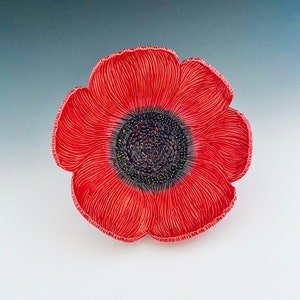 Handmade Carved Poppy Wall Flower by NorthWind Pottery image 4