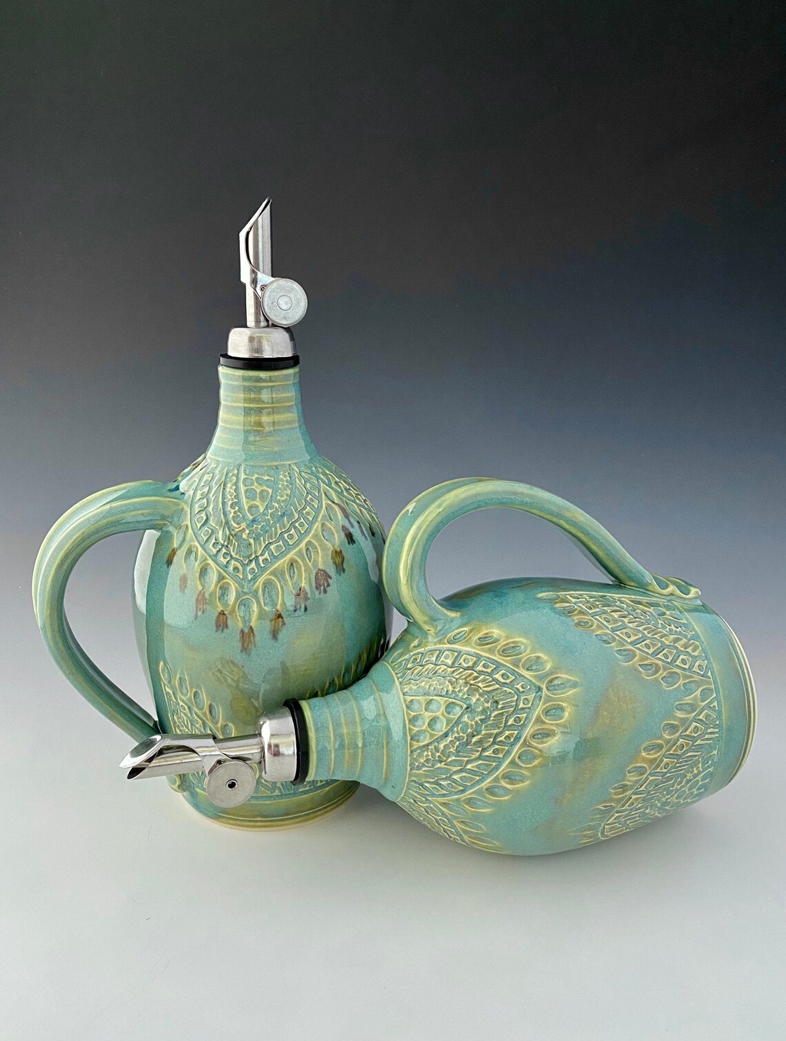 Handmade Pottery Ceramic Olive Oil Decanter Oil Bottle Oil Etsy
