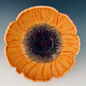 Handmade Carved Poppy Wall Flower by NorthWind Pottery image 2
