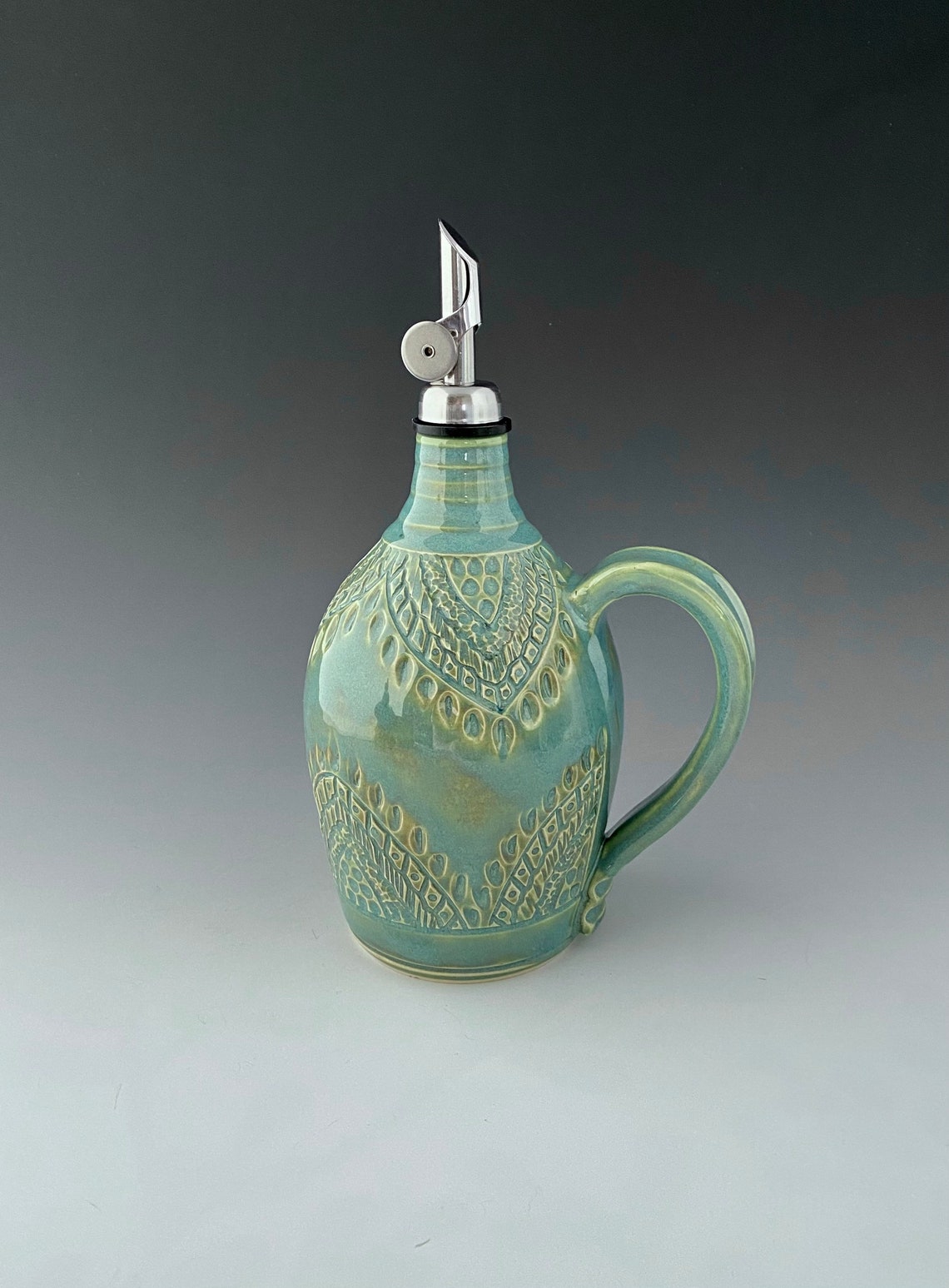 Handmade Pottery Ceramic Olive Oil Decanter Oil Bottle Oil Etsy