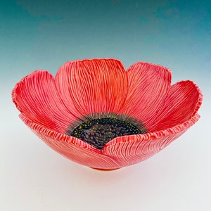 Handmade Carved Poppy Wall Flower by NorthWind Pottery image 5