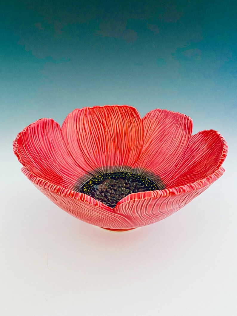 Handmade Carved Poppy Wall Flower by NorthWind Pottery image 5