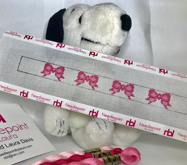 Bows Needlepoint Dog Collar Canvas | Etsy
