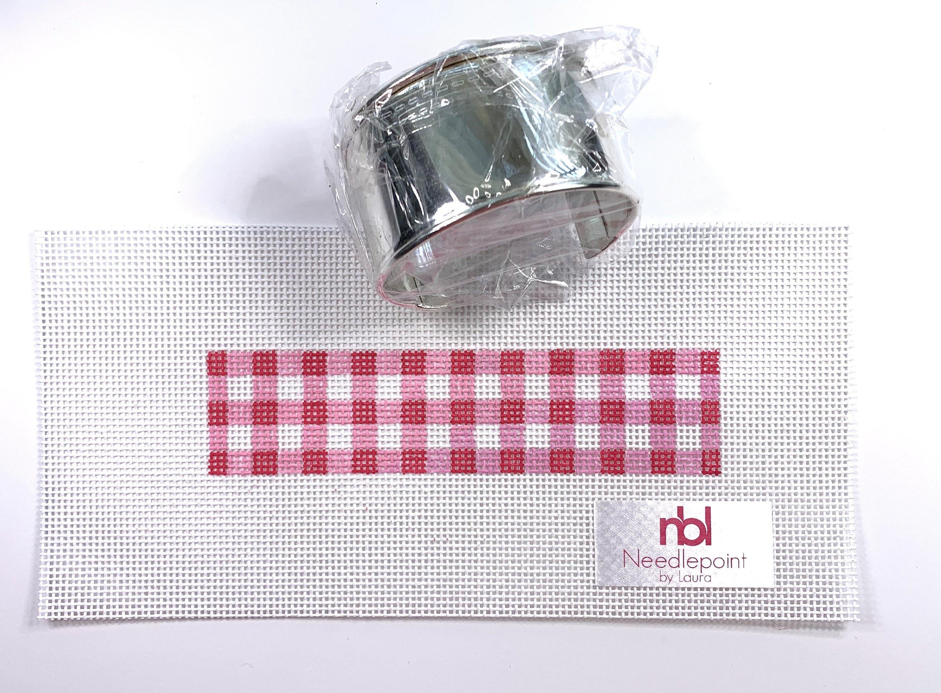Gingham Needlepoint Bracelet Cuff Kit size 14 canvas Etsy