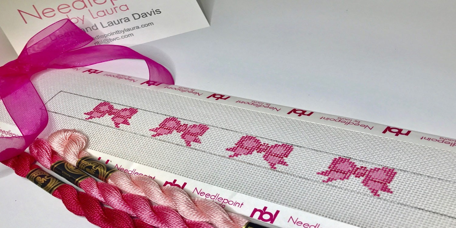 Bows Needlepoint Dog Collar Canvas Etsy