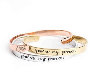 Personalized Gift For Friend, Friendship Gift, Friend Gift, You're My Person, Cuff Bracelet, Bff Gift, Best Friends Gift, Custom Friend Gift