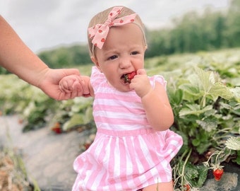 Strawberries Pink Hair Bow, Strawberry Pink Bow, Fruit Headband, Baby Shower Gift, Baby Strawberry Headband