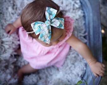 Mermaid Hair Bow, Mermaid Bow, Baby Girl Headband, Birthday Mermaid Headband, Baby Shower Gift