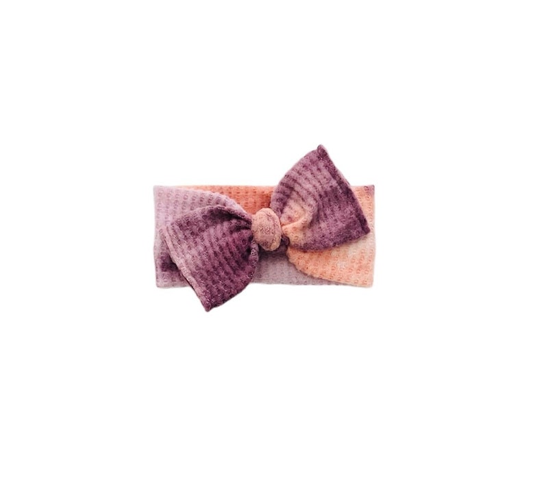 Bandage de tête tie-dye violet, serre-tête en tricot gaufré tie-dye violet, bandeau bébé fille, bandeau nouveau-né, cadeau de baby shower image 1