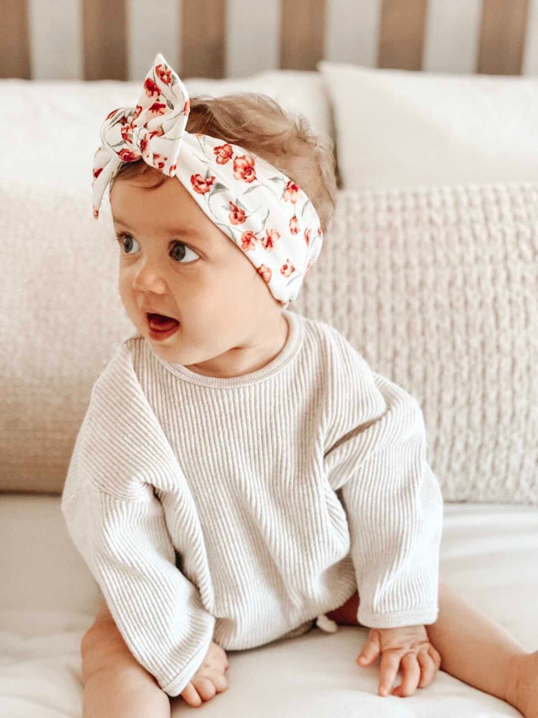 Floral Head Wrap Baby Cream Head Wrap Cream Floral Headband Etsy UK