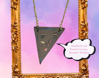 Feminint - Abstrakt illustrerat keramiskt halsband