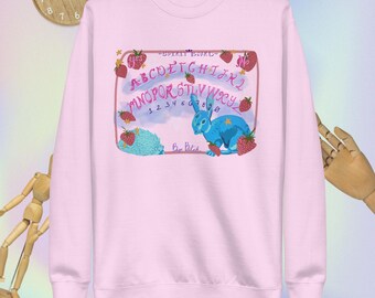 Spirit Board Bunny Sweatshirt: Handritade häxkläder, mysig tröja i bomullsblandning