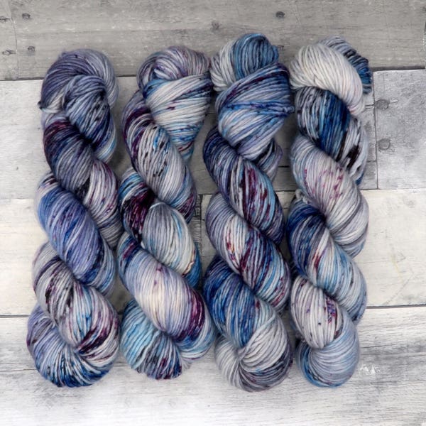 Divination - (Simple DK, variegated) - grey with blue and purple