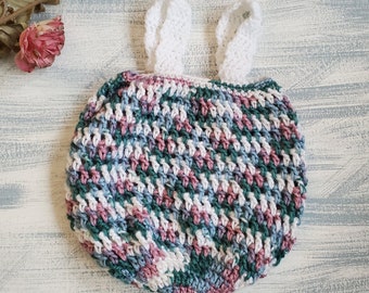 Hand Crocheted Tote Bag, Soft Acrylic Blend Yarn