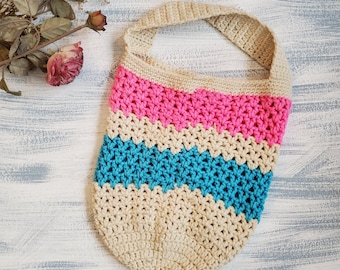 Striped Crochet Tote Bag – Handcrafted Acrylic Blend