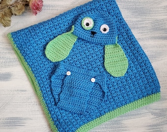 Crochet Puppy Baby Set: Blanket, Diaper Cover, Hat (Newborn-3 Months)