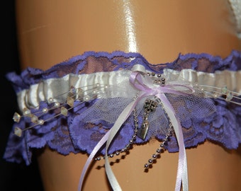 Garter / Purple Lace Garter / Bridal Garter  /Wedding Garter / Prom Garter / Lace Garter / Satin Garter / Custom Garter / 14041