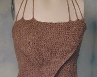 Crochet Copper Halter Top: Draped Festival Club Top