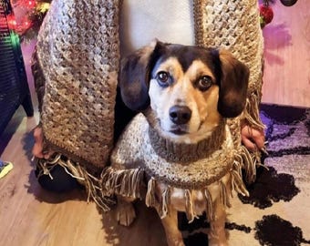 Crochet Doggie Poncho / Custom /  MADE TO ORDER / Dog Jacket / Granny Square Stitch