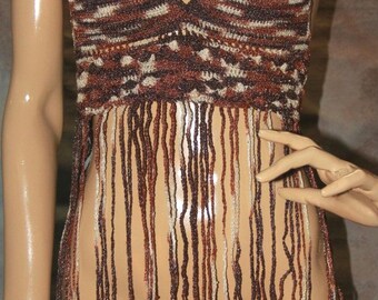 Crochet Halter/Brown Halter/Crochet Hippie Halter/Crochet Crop Top/Crochet Belly Shirt/Crochet Midriff Top/Halter/Crop Top/14053