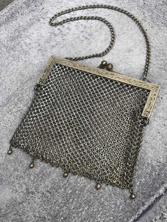 Antique Victorian 1910s 1920s Mesh Metal German Si
