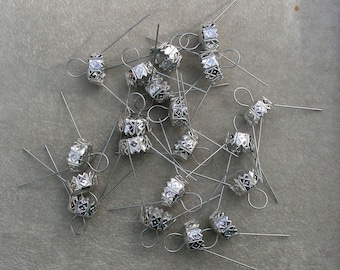 Ornament Caps - 13.5 mm Great for replacement or making your own ornaments  - Silver - - 20 Pieces     FREE SHIPPING