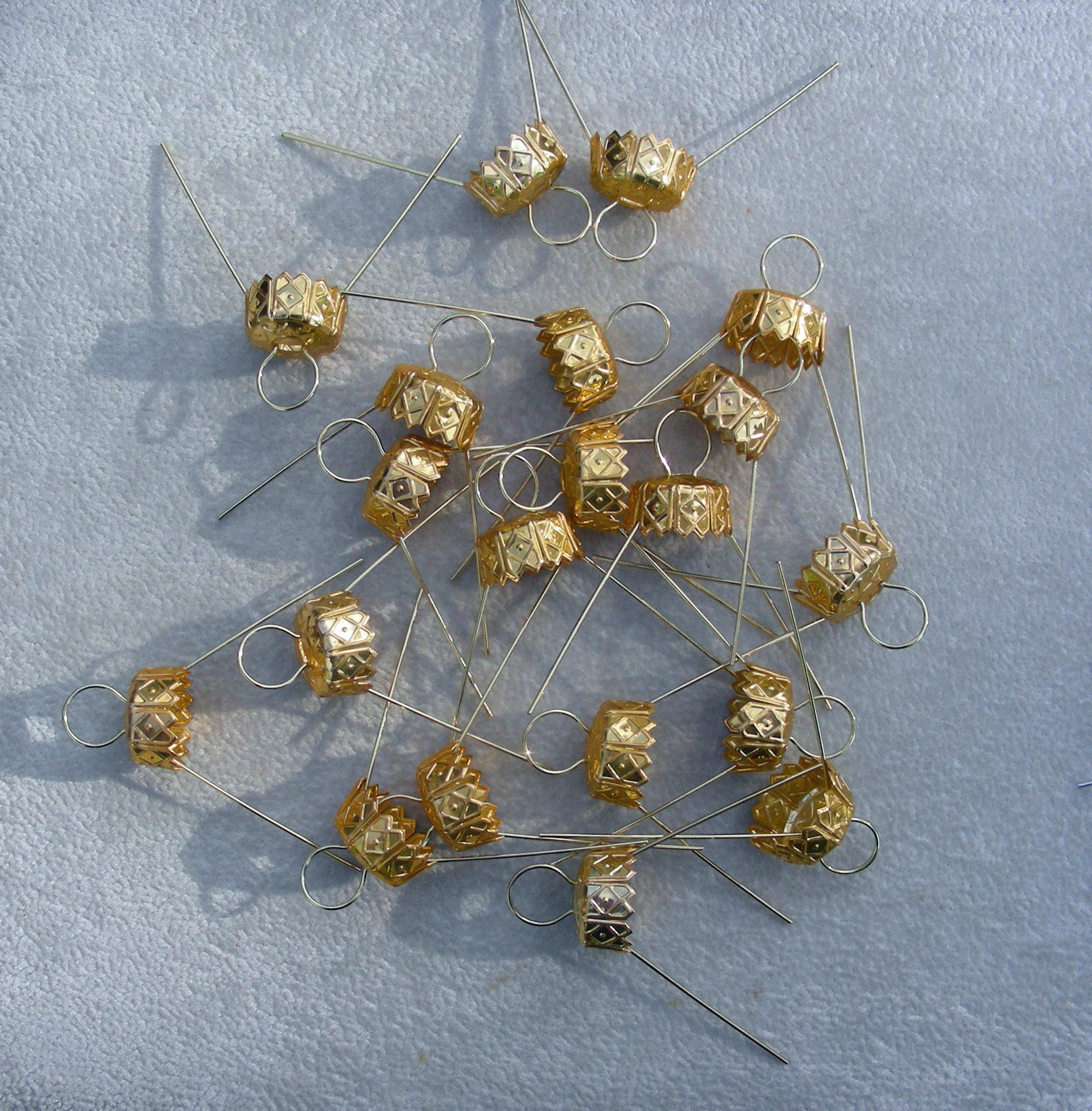 Ornament Caps 6.5 Mm Great for Replacement or Making Your Own Ornaments  Gold 20 Pieces FREE SHIPPING 