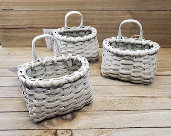 White Washed Basket,  Wall Hanger,  ornament, Home Decor - 3 baskets - Read Description for size