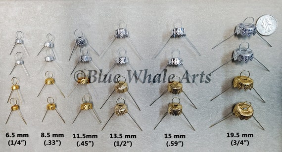 Ornament Caps Gold 6 Sizes 5 Each Size, 6.5 Mm, 8.5 Mm,11.5 Mm 13.5 Mm, 15  Mm, 19.5 Mm 30 Pieces FREE SHIPPING 